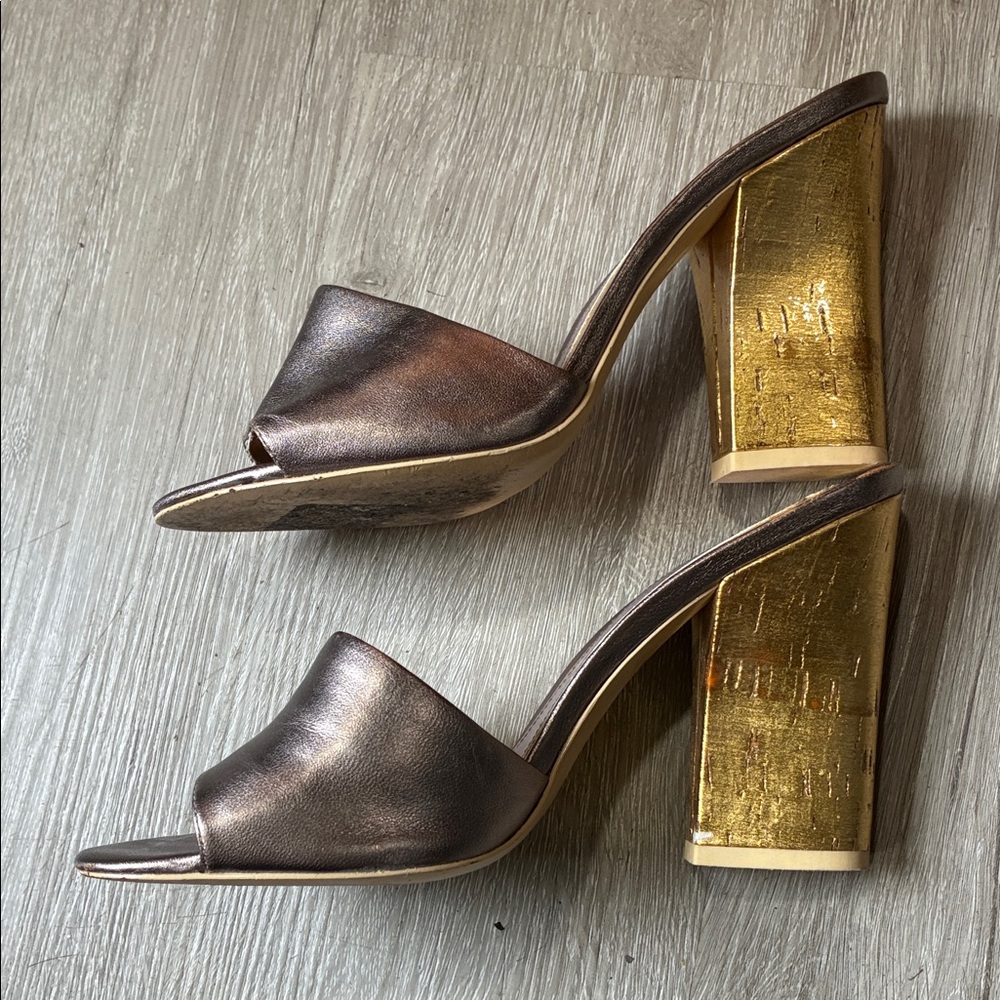 Hale Bob Elegant Metallic Slide Sandals